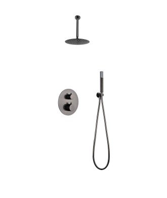 Ducha termostática black gun metal Monza IMEX | GTT039/BGM