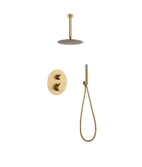 Ducha termostática oro cepillado empotrada Monza IMEX | GTT039/OC