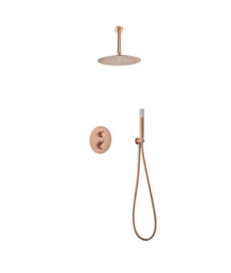 Ducha termostática oro rosa cepillado Monza IMEX | GTT039/ORC