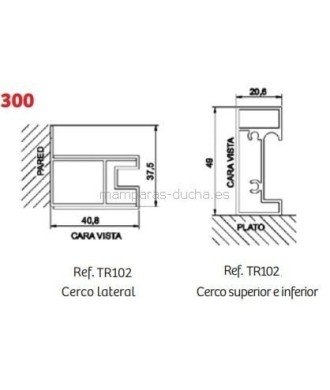 Mampara de ducha fijo + puerta corredera