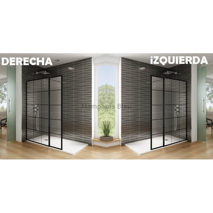 Mampara de baño fija de vidrio serie black Mampara de baño fija de vidrio serie black