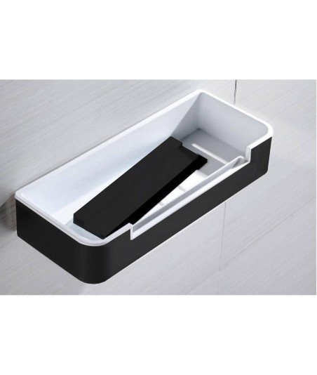 Repisa Rectangular Con Limpiamamparas - Negro Mate 02826081