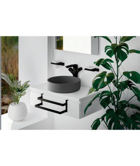 Toallero Doble Colgante - Negro Mate 02847081