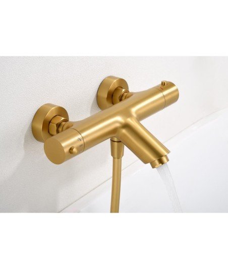Grifería oro cepillado termostática de bañera Monza imex | BTM039-4OC