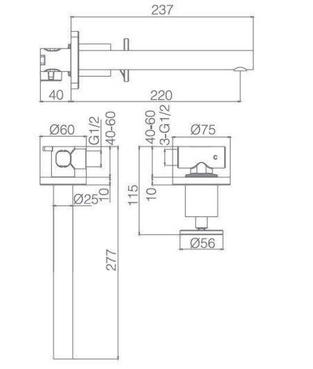 Grifo oro rosa cepillado empotrado de lavabo Olimpo IMEX | GLC033/ORC