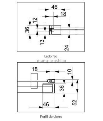 Mampara blanca rectangular con lateral fijo Glasé