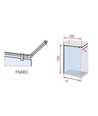 Mampara de negra baño fija fresh Salomón | Barra 90 grados