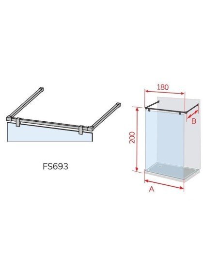 Mampara de negra baño fija fresh Salomón | 2 barras de 90 grados