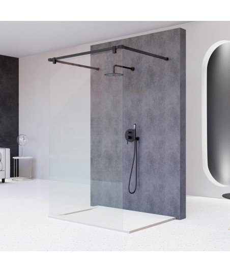 Mampara de negra baño fija fresh Salomón | 2 barras de 90 grados