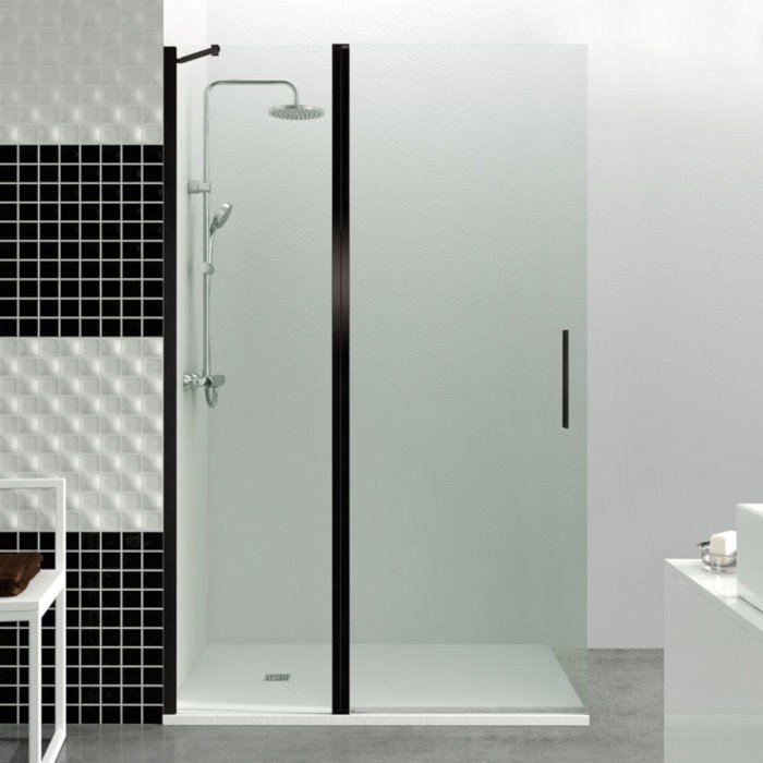 Mampara negra frontal 1 fijo más 1 puerta abatible