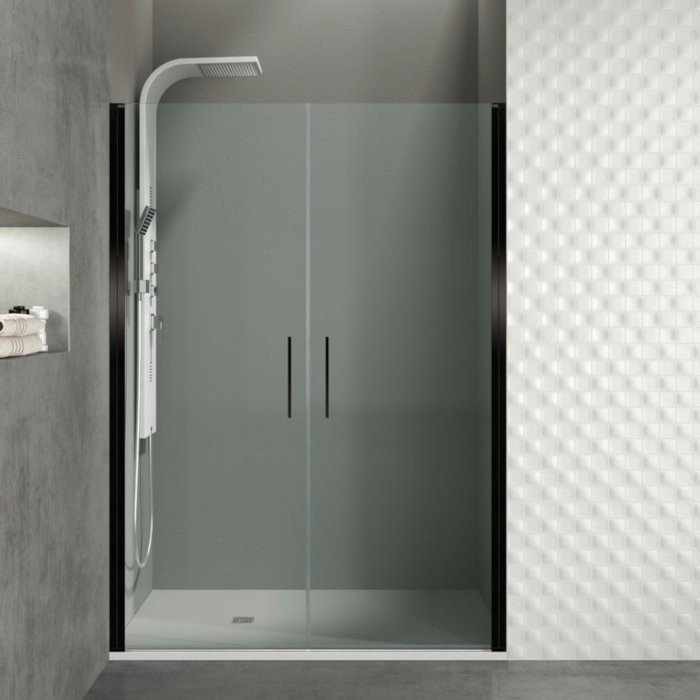 Mampara negra con 2 puertas abatibles 180 grados