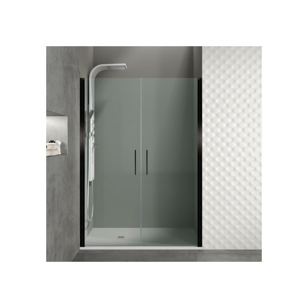 Mampara negra con 2 puertas abatibles 180 grados