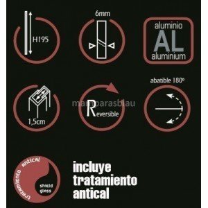 Mampara negra con 2 puertas abatibles 180 grados