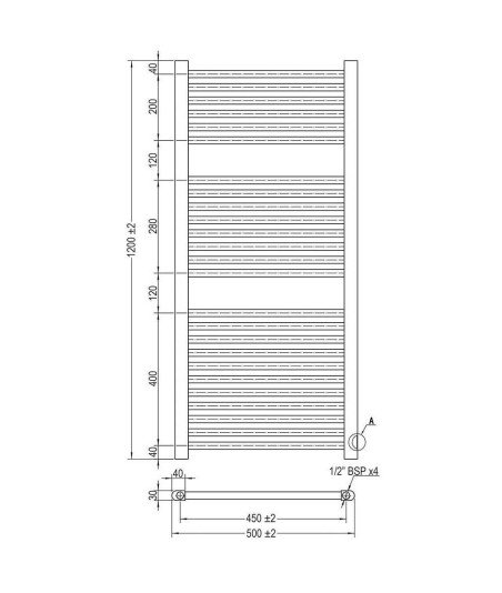 Radiador de agua toallero cromado 120x50