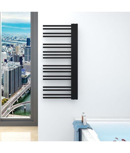 Radiador de agua toallero negro open 120x50