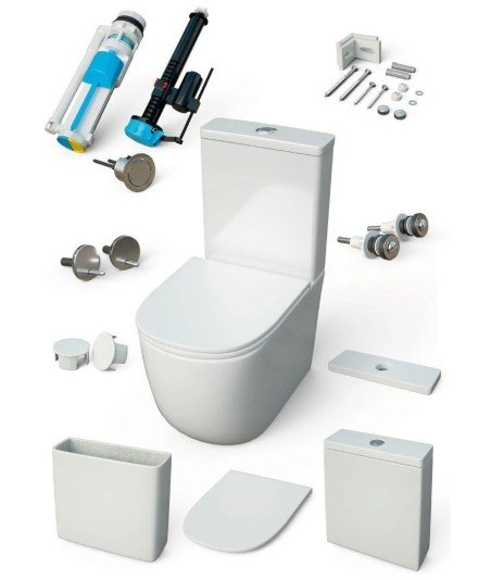 Inodoro compacto blanco Rimless Génova | Aquore 00334