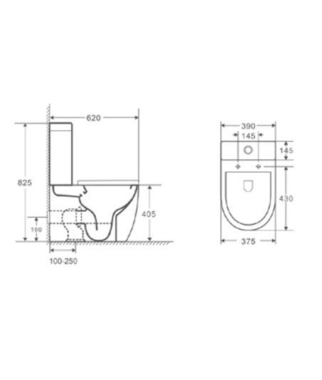 Inodoro compacto blanco Rimless Génova | Aquore 00334