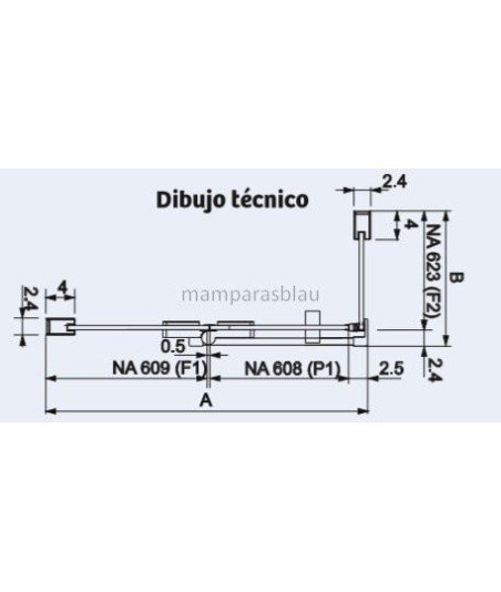Mampara rectangular puerta abatible bisagras nardi