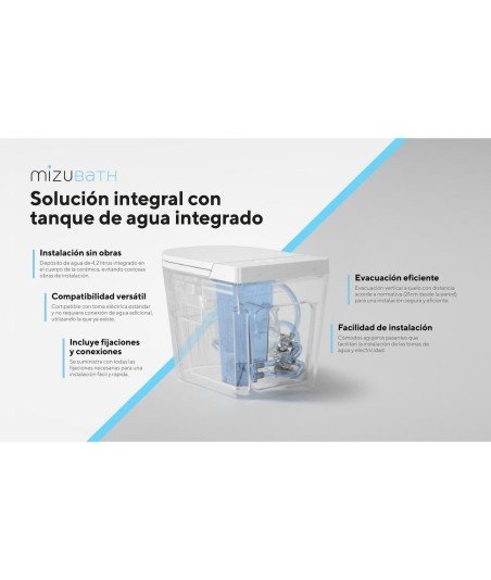 Inodoro inteligente suspendido tanque alto display negro Rada+
