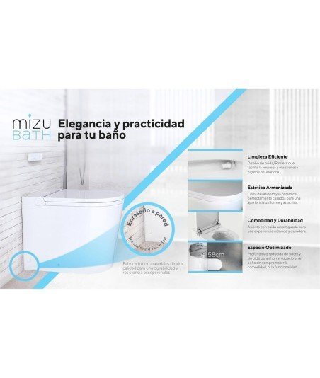 Inodoro inteligente suspendido tanque alto display blanco Rada+