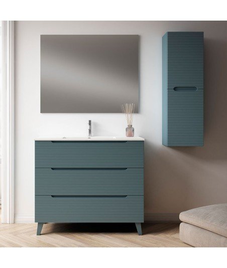 Pack Mueble de baño BORNEO 100 Azul Oceano 3 Cajones