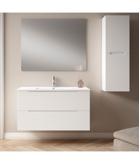 Pack Mueble de baño BORNEO 100 Blanco Mate 2 Cajones