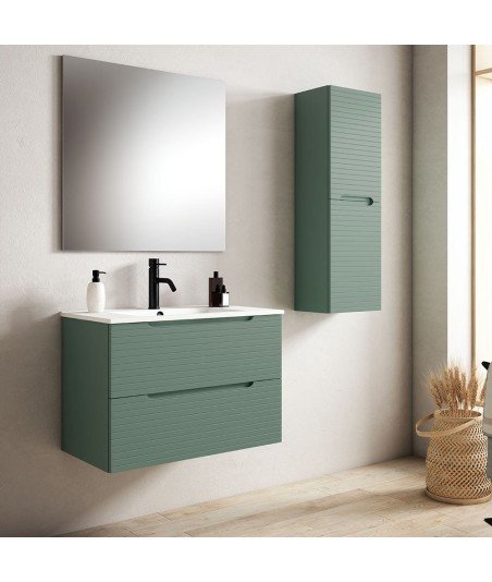 Pack Mueble de baño BORNEO 100 Verde Lago 2 Cajones