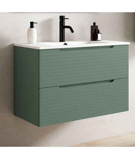 Pack Mueble de baño BORNEO 100 Verde Lago 2 Cajones