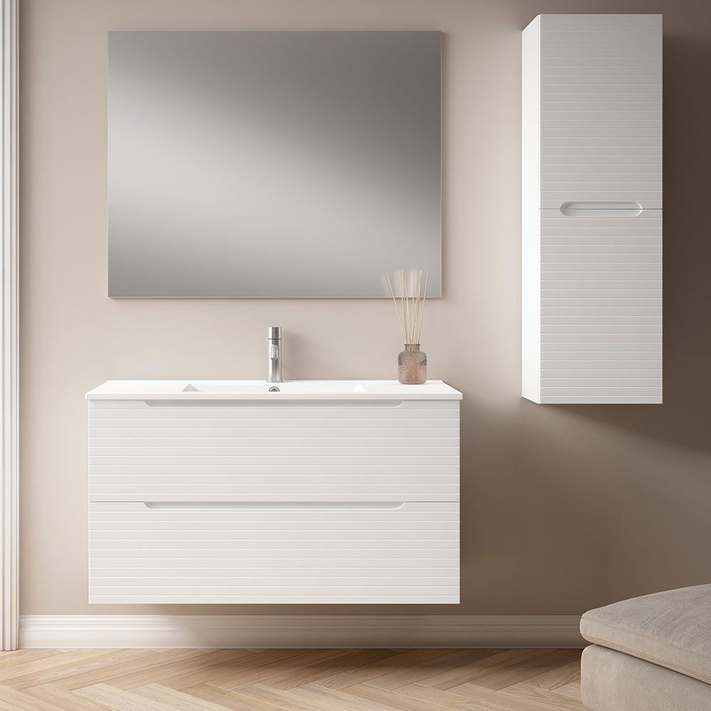 Pack Mueble de baño BORNEO 120 Blanco Mate 4 Cajones
