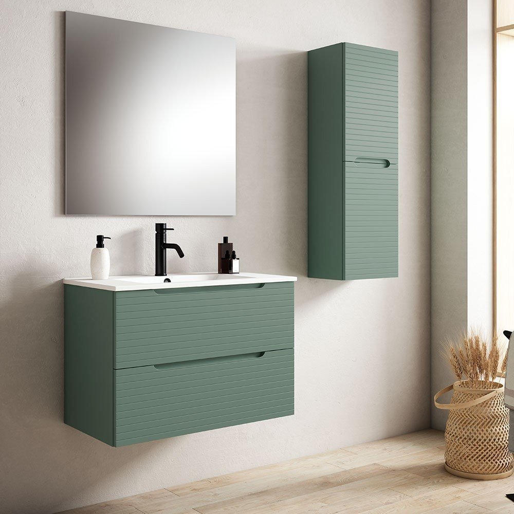Pack Mueble de baño BORNEO 60 Verde Lago 2 Cajones