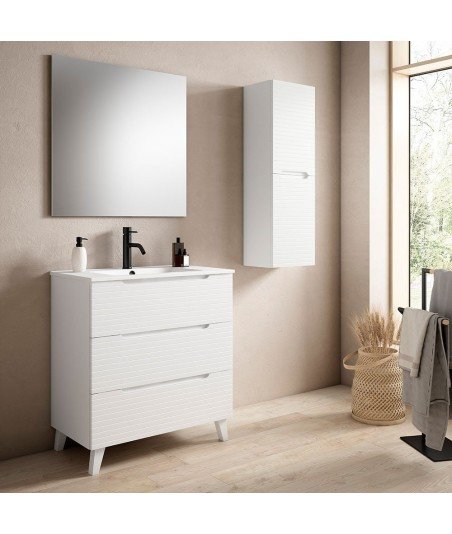 Pack Mueble de baño BORNEO 80 Blanco Mate 3 Cajones