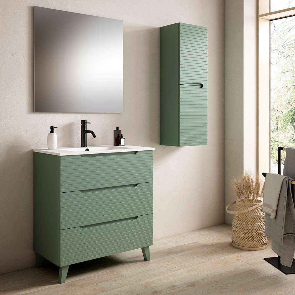 Pack Mueble de baño BORNEO 80 Verde Lago 3 Cajones