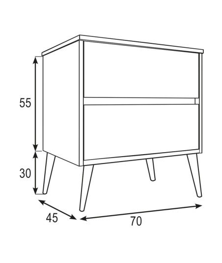 Pack Mueble de baño NORDIC Cajones 70 Roble Y Blanco Mate 2 Cajones