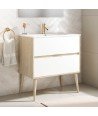 Pack Mueble de baño NORDIC 80 roble blanco mate