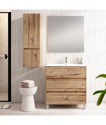 Pack Mueble de baño SIROCO 100 Teca Claro 3 Cajones