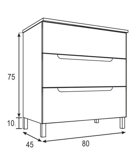 Pack Mueble de baño VISION 80 Moka 3 Cajones