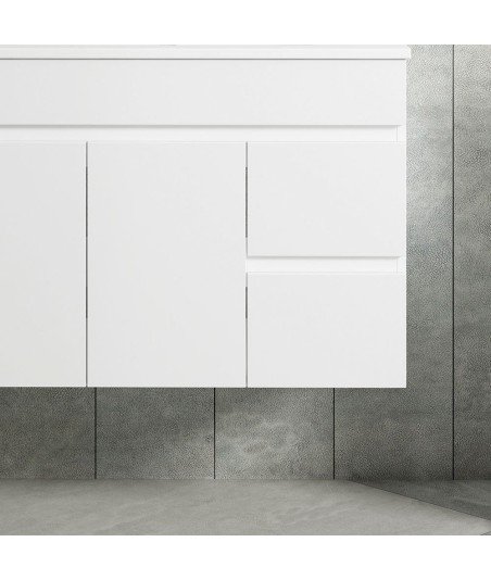 Mueble + Lavabo BASIC Cajones 80 Blanco Brillo Cajones Y Puertas