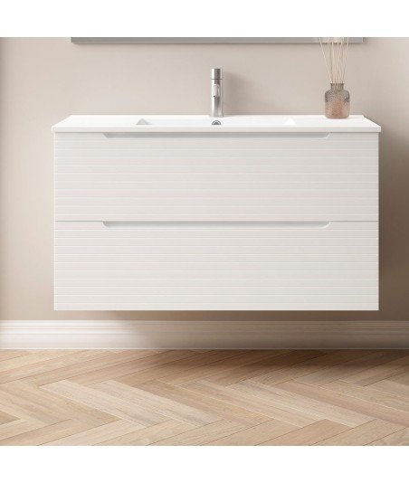 Mueble + Lavabo BORNEO 60 Blanco Mate 2 Cajones