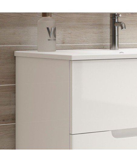 Mueble + Lavabo BORNEO 60 Blanco Mate 2 Cajones