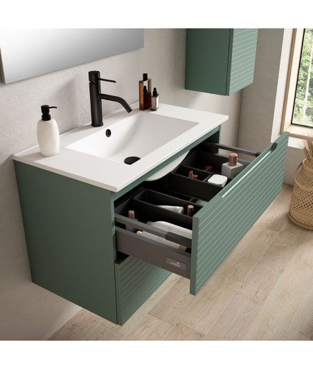 Mueble + Lavabo BORNEO 60 Verde Lago 2 Cajones