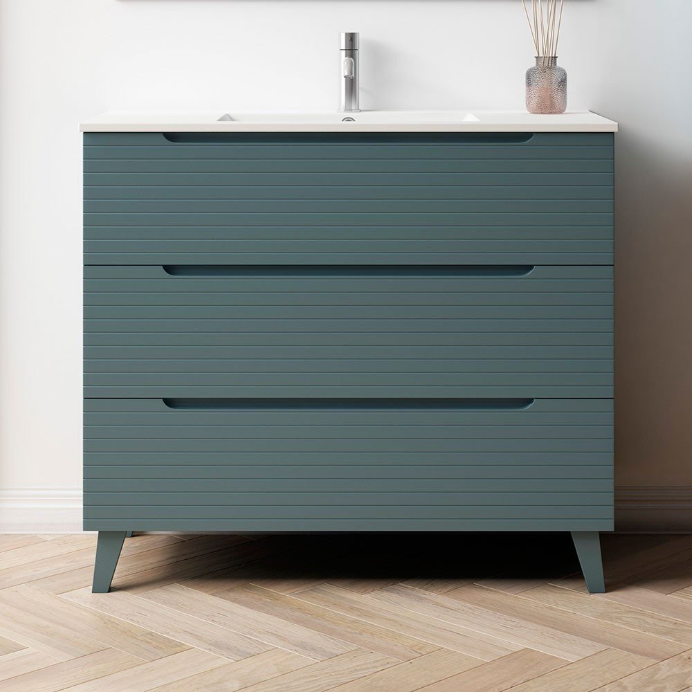 Mueble + Lavabo BORNEO 80 Azul Oceano 3 Cajones
