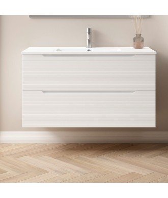 Mueble + Lavabo BORNEO 80 Blanco Mate 2 Cajones