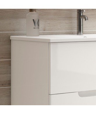 Mueble + Lavabo BORNEO 80 Blanco Mate 2 Cajones