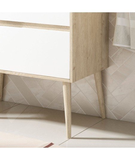 Mueble + Lavabo NORDIC 80 roble blanco mate