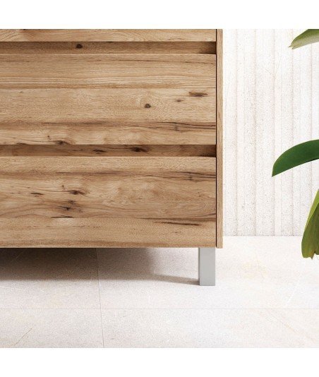 Mueble + Lavabo SIROCO 100 Teca Claro 3 Cajones