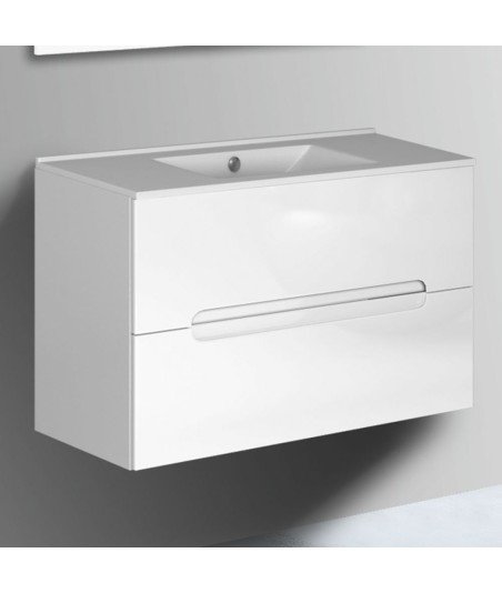 Mueble + Lavabo VISION 100 Blanco Mate 2 Cajones
