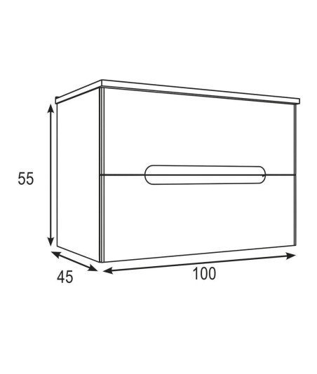 Mueble + Lavabo VISION 100 Blanco Mate 2 Cajones
