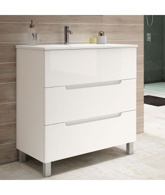 Mueble + Lavabo VISION 100 Blanco Mate 3 Cajones