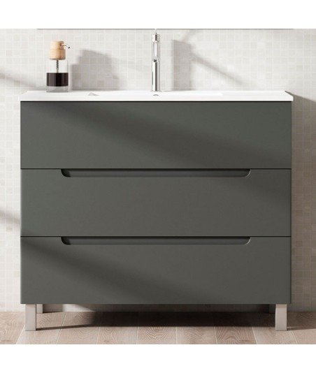 Mueble + Lavabo VISION 100 Grafito 3 Cajones
