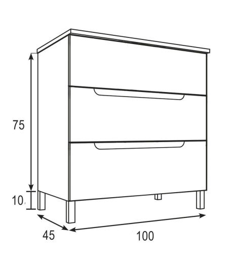 Mueble + Lavabo VISION 100 Moka 3 Cajones